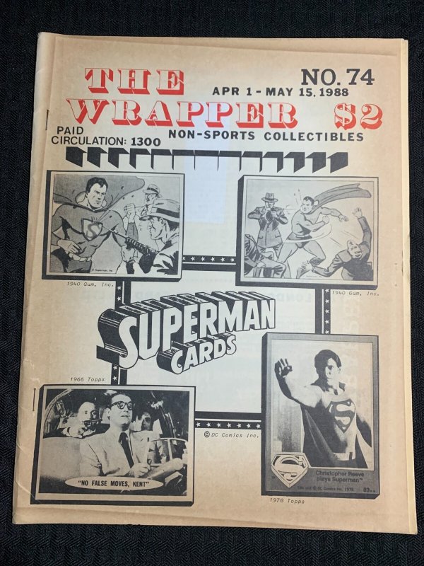 1988 THE Wrapper Non-Sports Collectibles Fanzine #74 (1988), raw comic book in VG- 3.5 condition — front cover