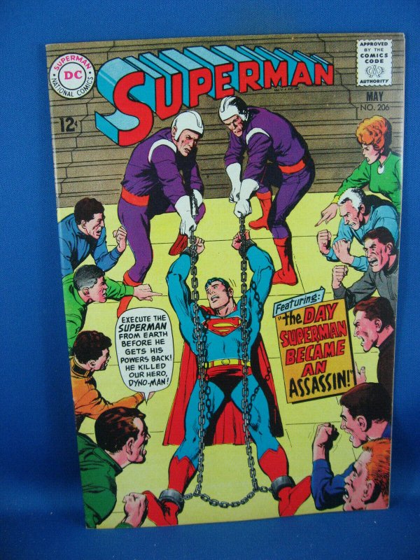 Superman #206 (DC Comics, 1968), raw comic book in NM- condition — front cover