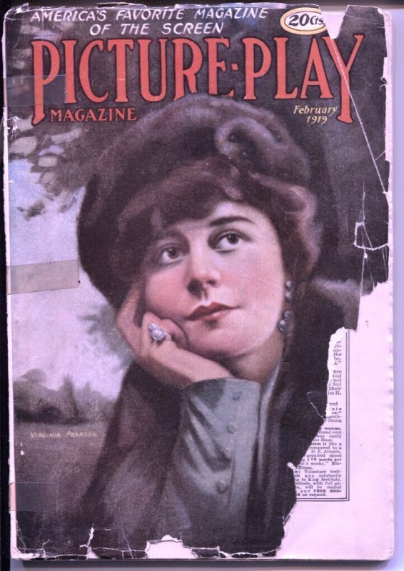 MAG: Picture-Play 2/1919-Virginia Pearson-Tarzan of the Apes-rare-P, raw, ungraded comic book — front cover