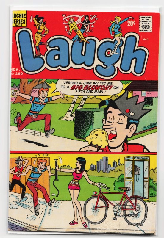 Laugh #260 (Archie Comics, 1972), raw, ungraded comic book — front cover