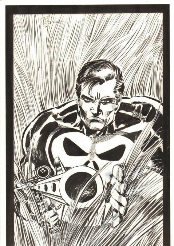 Punisher Pin-Up - 1990 Signed art by Tom Morgan (1990), raw, ungraded comic book — front cover