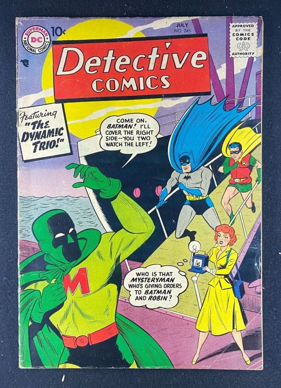 Detective Comics #245 (DC Comics, 1937), raw comic book in VG 4.0 condition — front cover
