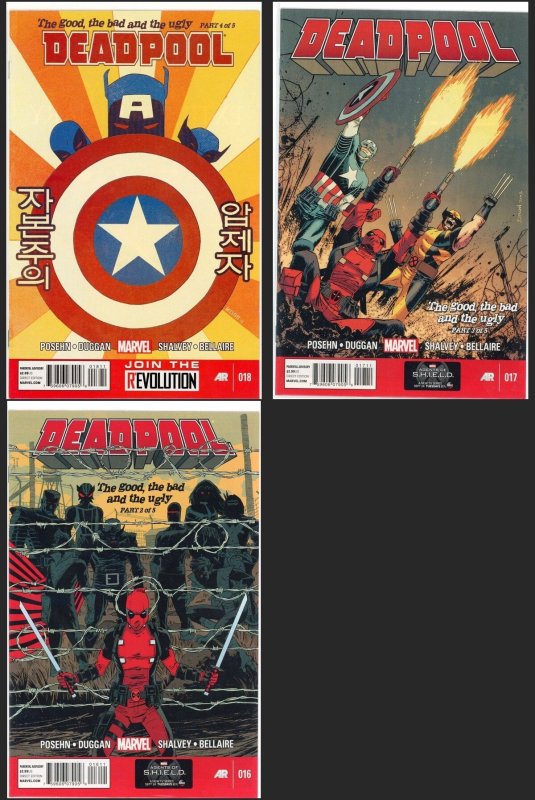 Deadpool #16-18 (2013) Marvel Comics Lot (Marvel Comics, 2013), raw, ungraded comic book — front cover