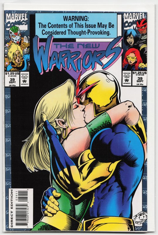 The New Warriors #39 (Marvel Comics, 1993), raw, ungraded comic book — front cover