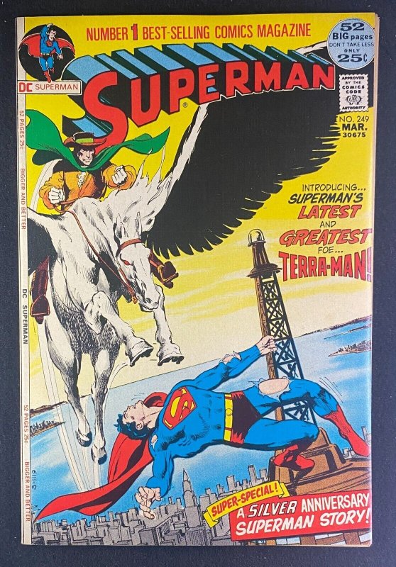 Superman #249 (DC Comics, 1939), raw comic book in NM- 9.2 condition — front cover