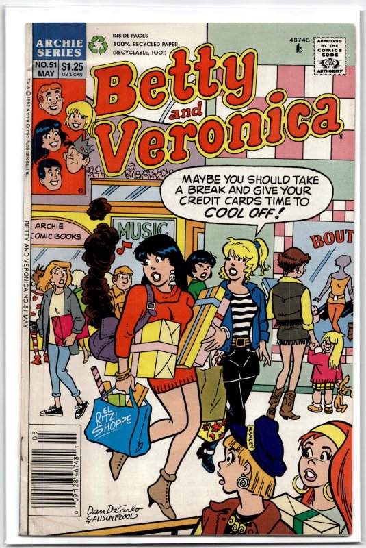 Betty and Veronica #51 (Archie Comics, 1992), raw, ungraded comic book — front cover