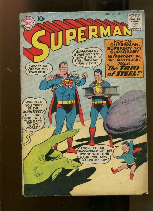 Superman #135 (DC Comics, 1960), raw comic book in 3.5 condition — front cover