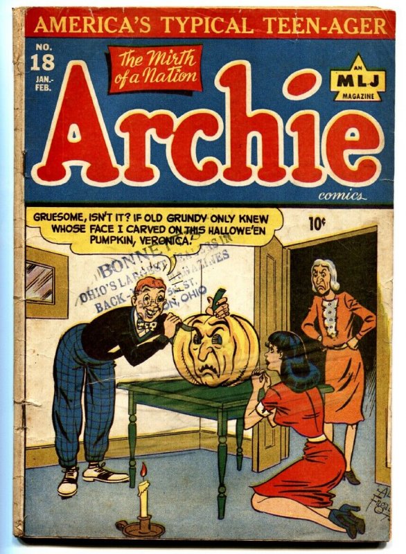 Archie #18-1948-Jack o Lantern Cover Veronica Golden-Age (Archie Comics), raw, ungraded comic book — front cover
