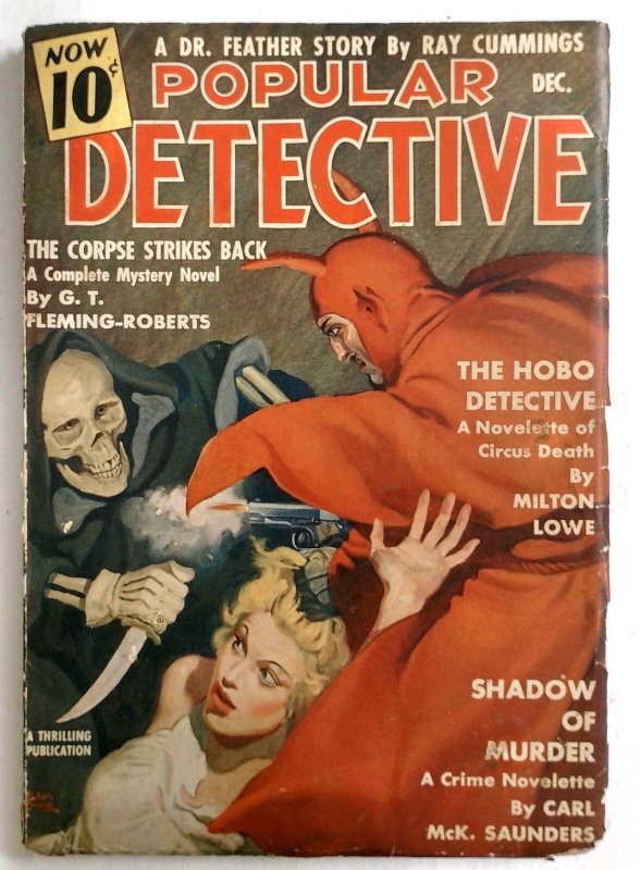 Popular Detective-Dec 1937-Rudolph Belarski Cover Features Satanic Gunman vs Hoo (1937), raw, ungraded comic book — front cover