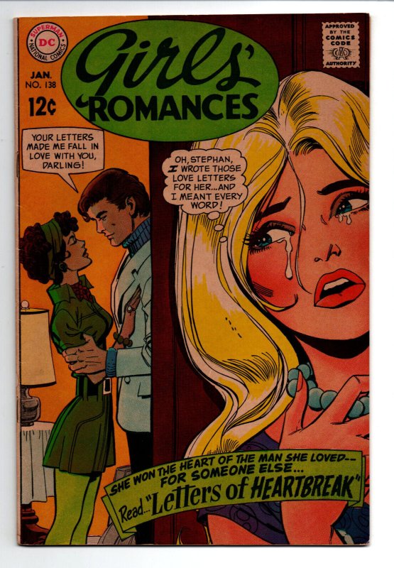 Girls' Romances #138 (DC Comics, 1969), raw comic book in FN/VF condition — front cover