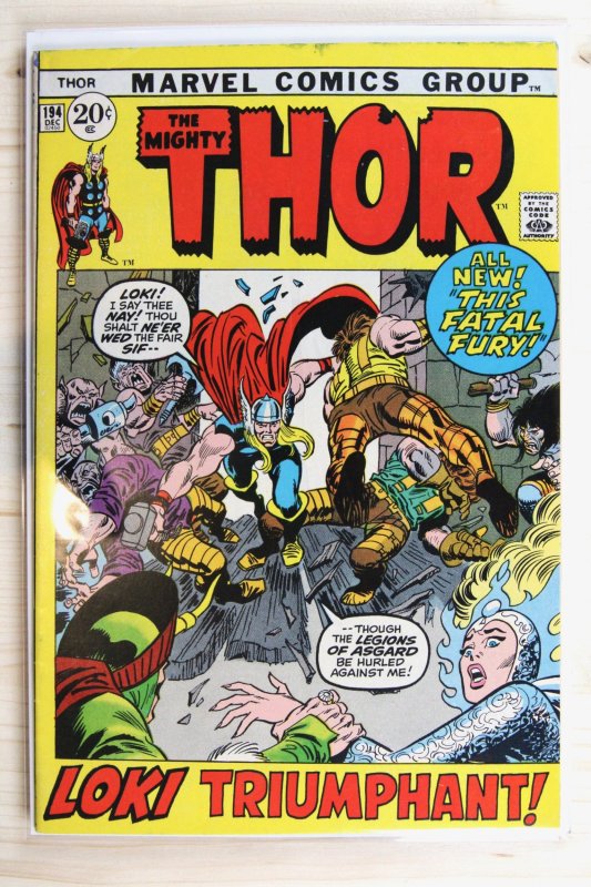 Thor #194 (Marvel Comics, 1971), raw comic book in FN- 5.5 condition — front cover