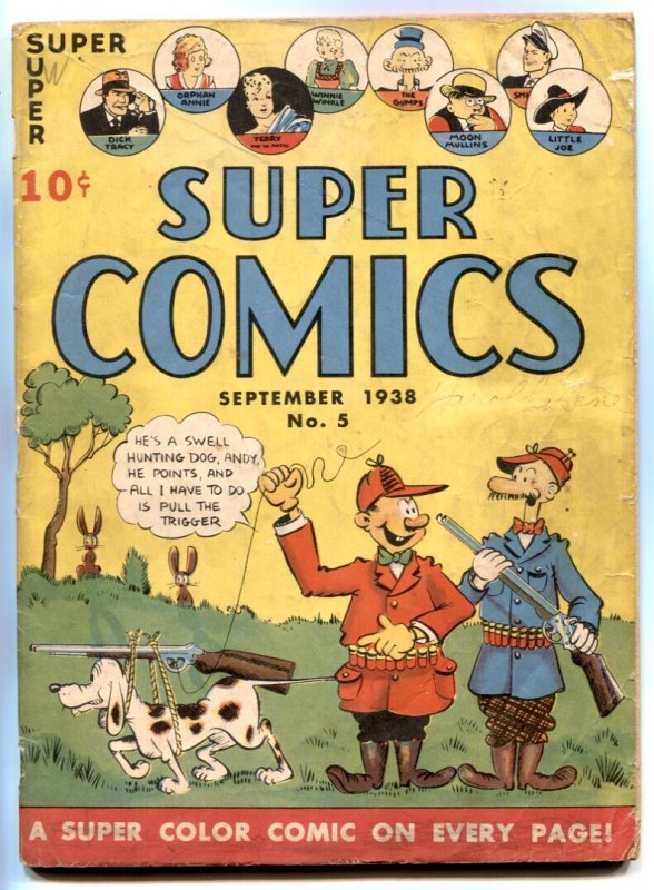 Super #5 (Dell Comics, 1938), raw comic book in VG- condition — front cover