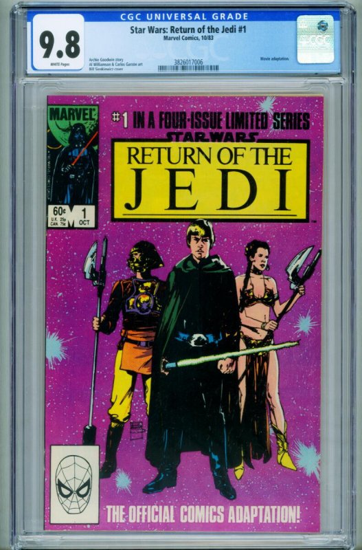 Star Wars the Return of the Jedi #1 (Marvel Comics, 1993), CGC 9.8 graded comic book, Universal Blue label — front cover in its holder