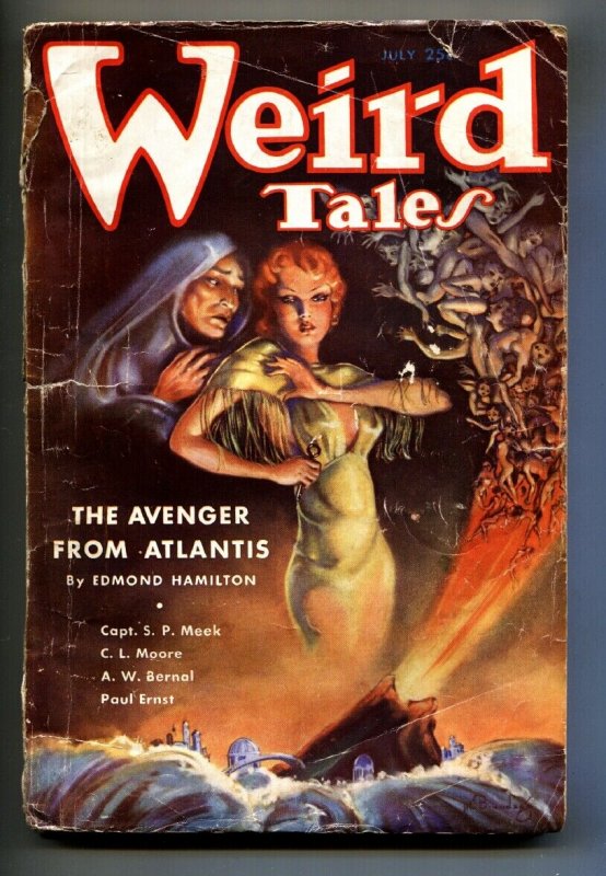 Weird Tales July 1935- Brundage Cover- Avenger from Atlantis-Pulp Magazine (1935), raw, ungraded comic book — front cover