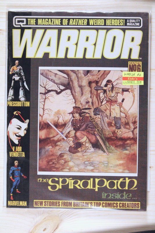 Warrior #6 (1982), raw comic book in VF- 7.5 condition — front cover