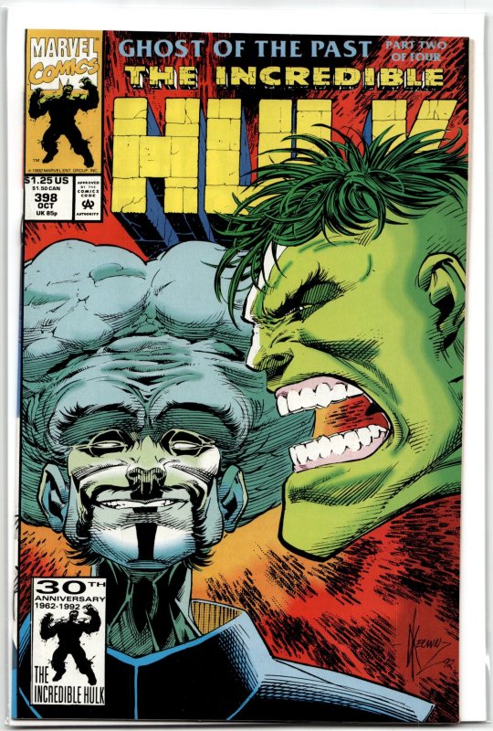 The Incredible Hulk #398 (Marvel Comics, 1992), raw, ungraded comic book — front cover