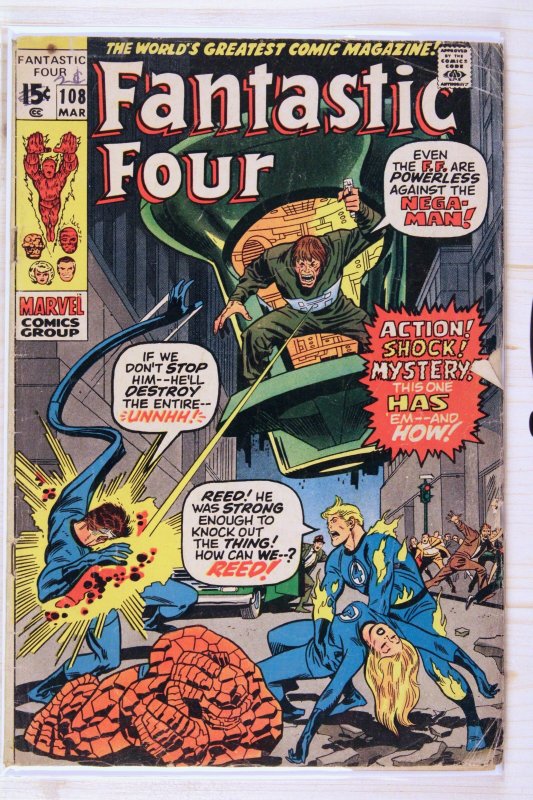 Fantastic Four #108 (Marvel Comics, 1971), raw comic book in VG 4.0 condition — front cover