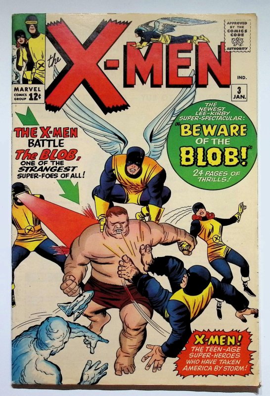 The X-Men #3 (Marvel Comics, 1964), raw, ungraded comic book — front cover