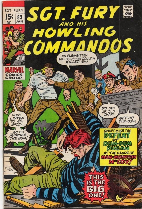 Sgt. Fury and His Howling Commandos #83 (Marvel Comics, 1971), raw comic book in FN 6.0 condition — front cover