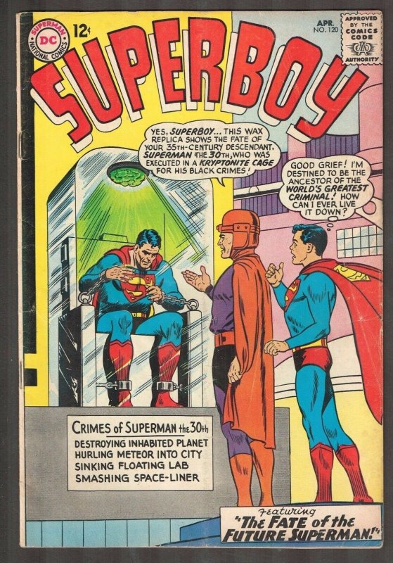 Superboy #120 (DC Comics, 1965), raw comic book in 4.0 condition — front cover