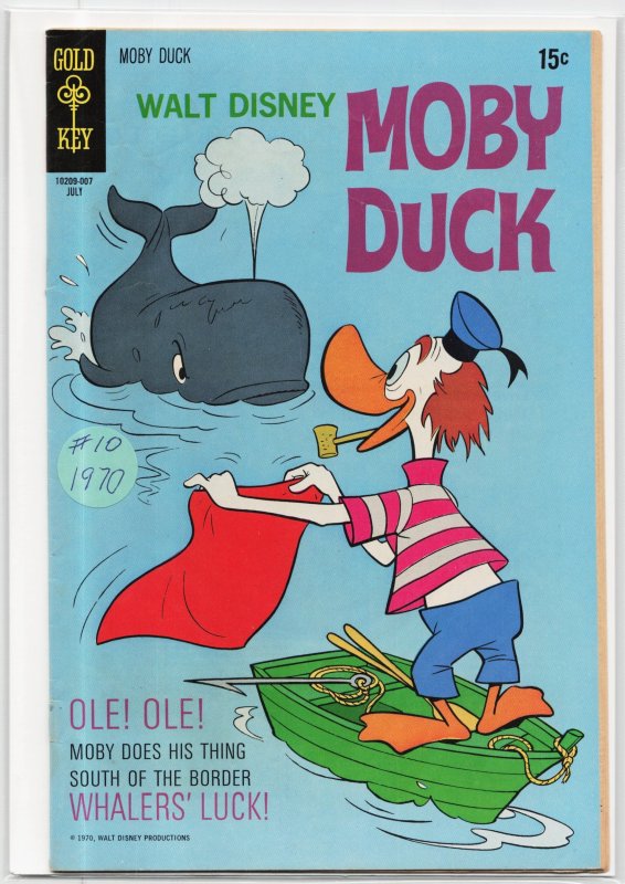 Walt Disney Moby Duck #10 (Gold Key, 1970), raw, ungraded comic book — front cover