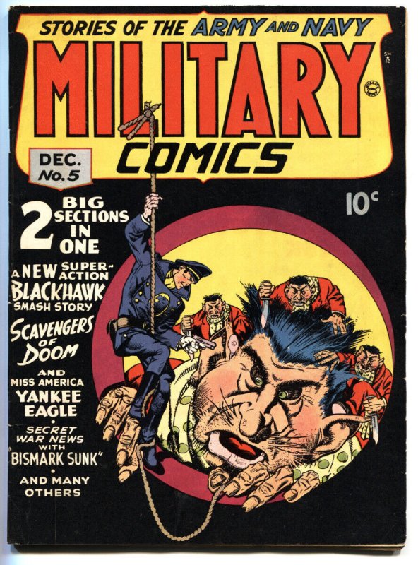 Military Comics #5 (1941), raw comic book in FN/VF condition — front cover