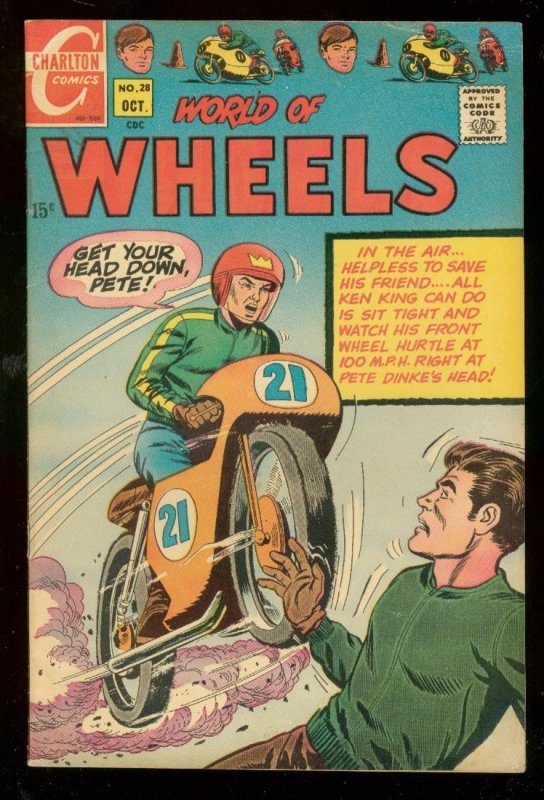 World of Wheels #28 (1969), raw comic book in FN/VF condition — front cover