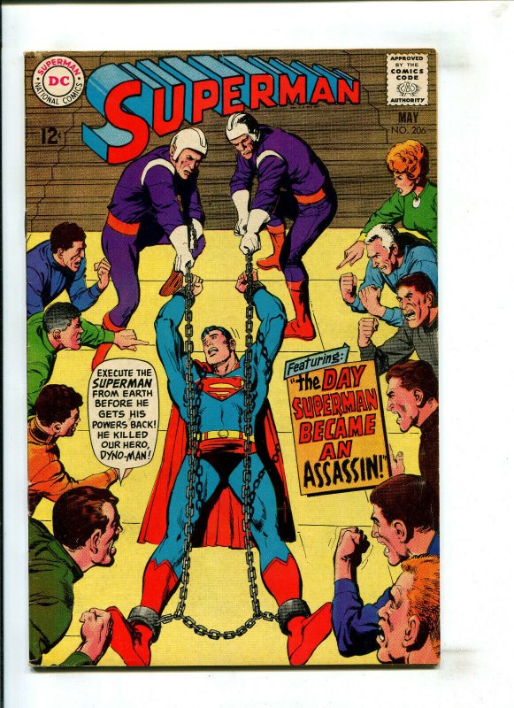 Superman #206 (DC Comics, 1968), raw comic book in 4.5 condition — front cover