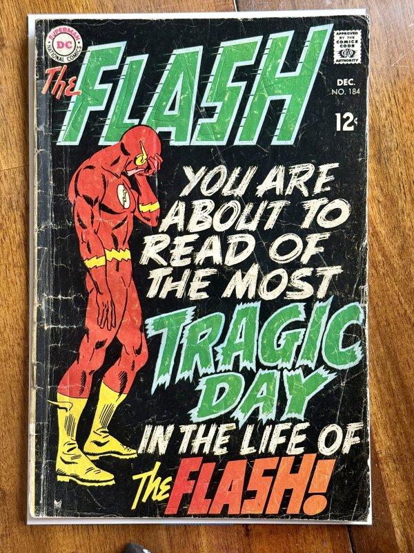 The Flash #184 (DC Comics, 1968), raw comic book in GD+ 2.5 condition — front cover