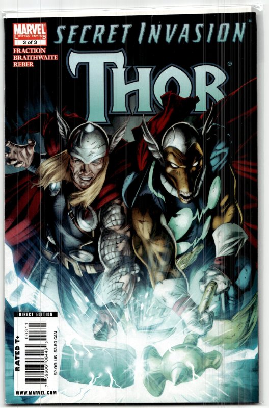 Secret Invasion: Thor #3 (2008), raw, ungraded comic book — front cover
