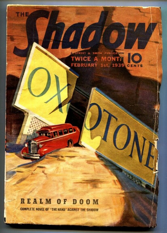 Shadow 1939 Feb 1-Street and Smith Pulp Walter Gibson VG (Street & Smith, 1939), raw comic book in VG condition — front cover