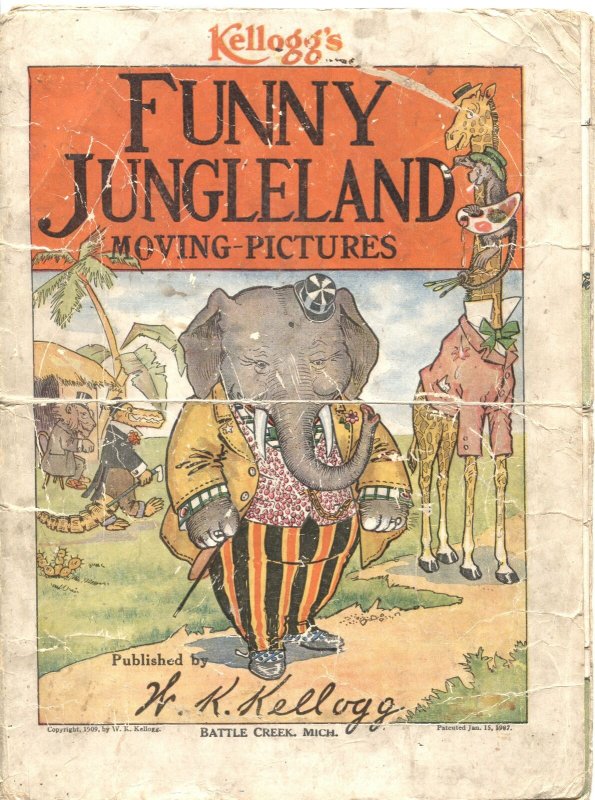 Funny Jungleland Moving-Pictures-1909-Kelloggs-Pre Comic Promotional Item, raw, ungraded comic book — front cover