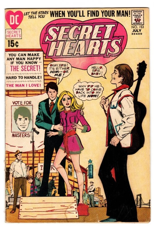 Secret Hearts #153 (DC Comics, 1971), raw, ungraded comic book — front cover
