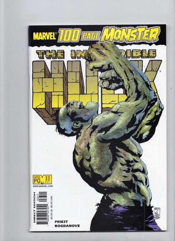 The Incredible Hulk #33 (Marvel Comics, 2001), raw comic book in VF/NM 9.0 condition — front cover