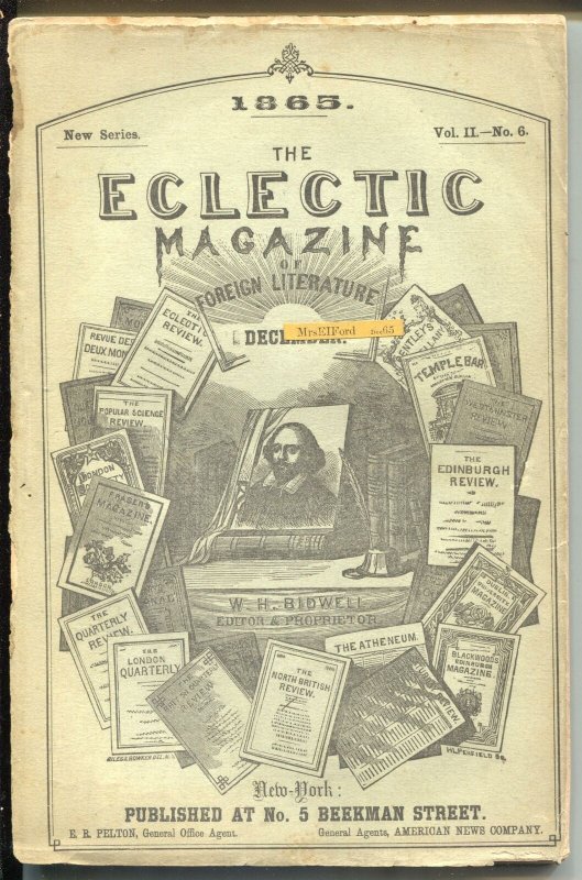 Eclectic Magazine of Foreign Literature 1865-Civil War era Mag-150+ Years Old-FR, raw comic book in FR condition — front cover