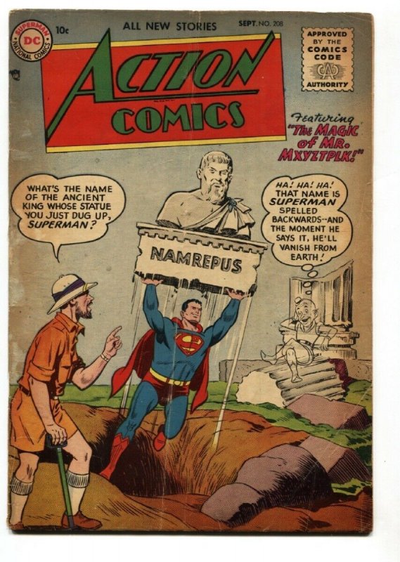 Action Comics #208 (DC Comics, 1955), raw, ungraded comic book — front cover
