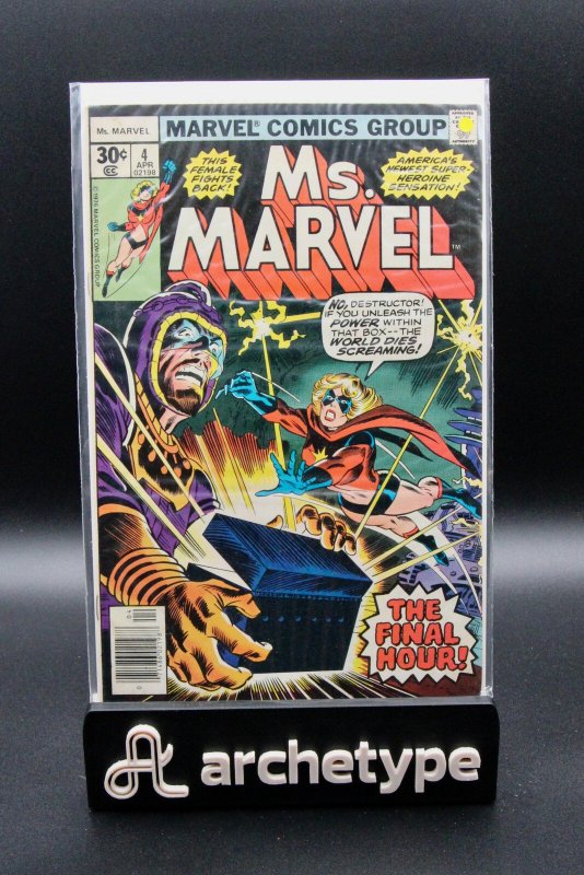 Ms. Marvel #4 (Marvel Comics, 1977), raw, ungraded comic book — front cover