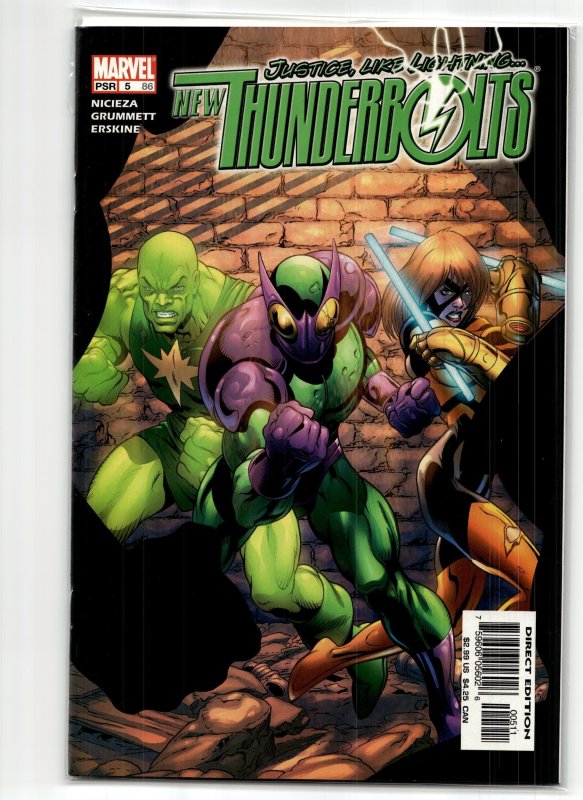 New Thunderbolts #5 (2005), raw, ungraded comic book — front cover