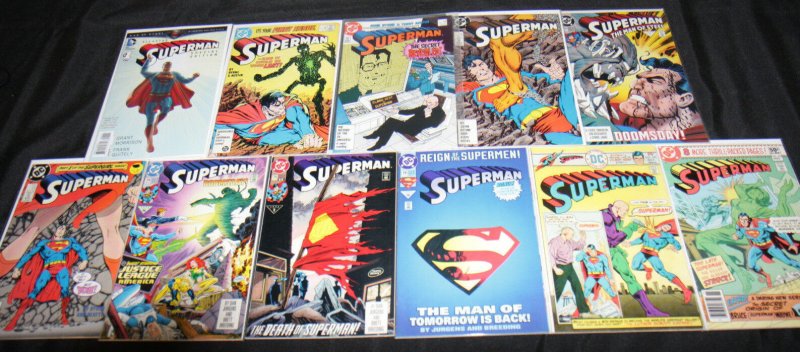 Superman Comic Set/lot 11pc, raw, ungraded comic book — front cover