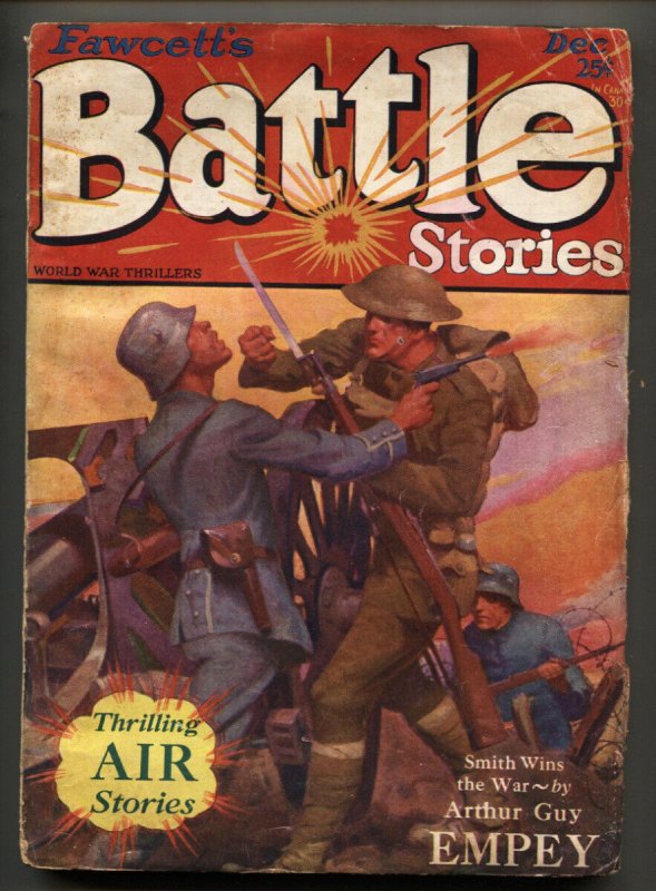 Pulp: Battle Stories 12/1927-Pulp Magazine-WWI Cover-Rozen-RARE, raw, ungraded comic book — front cover