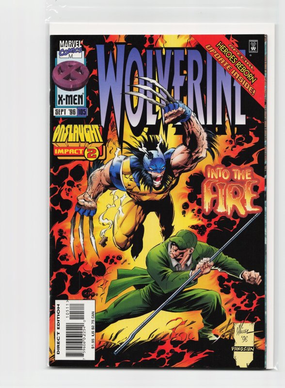 Wolverine #105 (Marvel Comics, 1996), raw, ungraded comic book — front cover