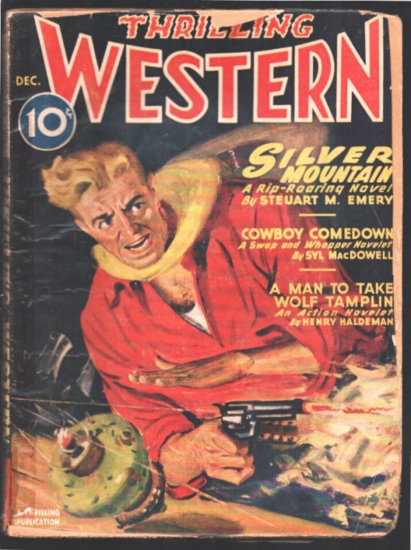 Thrilling Western 12/1946-Gunfight Cover-Pulp Stories by Steuart M. Emery-Jackso, raw, ungraded comic book — front cover