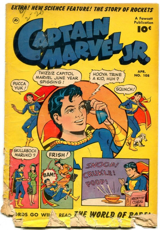 Capatain Marvel Jr #108 (Fawcett Publications, 1952), raw, ungraded comic book — front cover