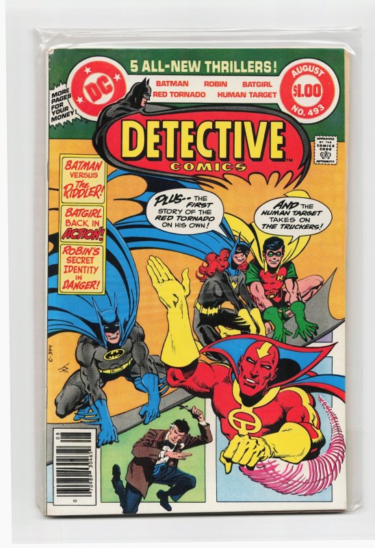 Detective Comics #493 (DC Comics, 1980), raw, ungraded comic book — front cover