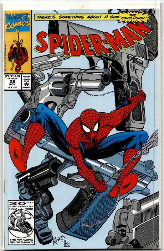 Spider-Man #28 (Marvel Comics, 1992), raw, ungraded comic book — front cover