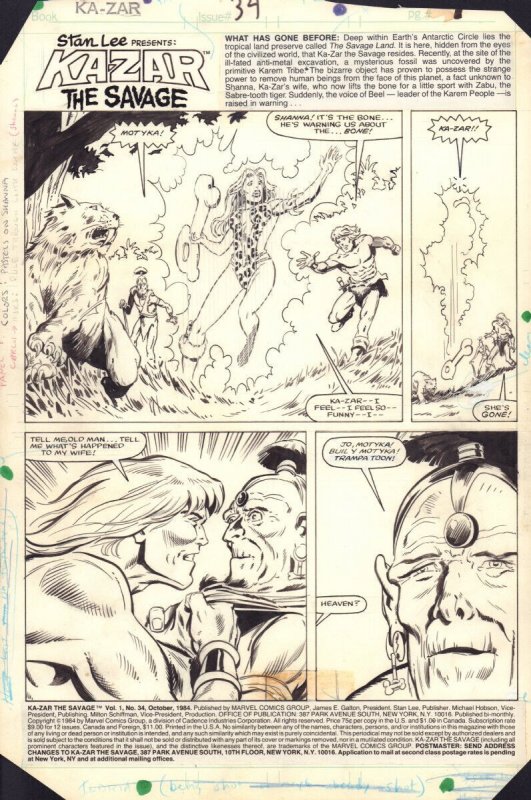 Ka-Zar the Savage #34 (1984), raw, ungraded comic book — front cover