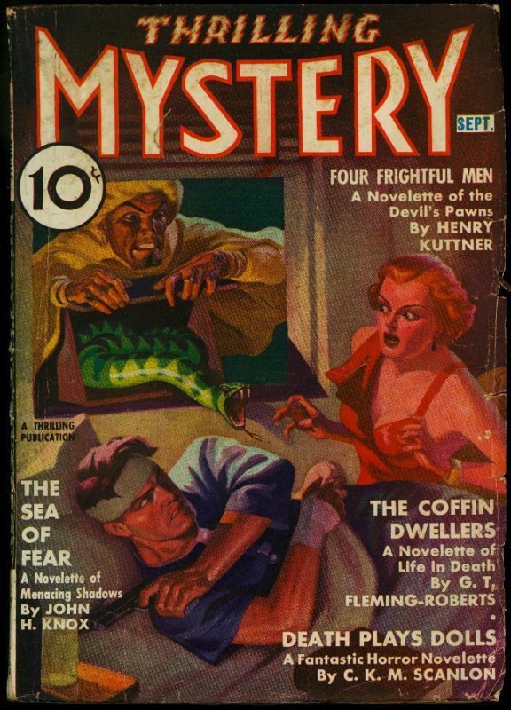 Pulp: Thrilling Mystery Pulp September 1937- Weird Snake Cover- John Knox VG (1937), raw comic book in VG condition — front cover