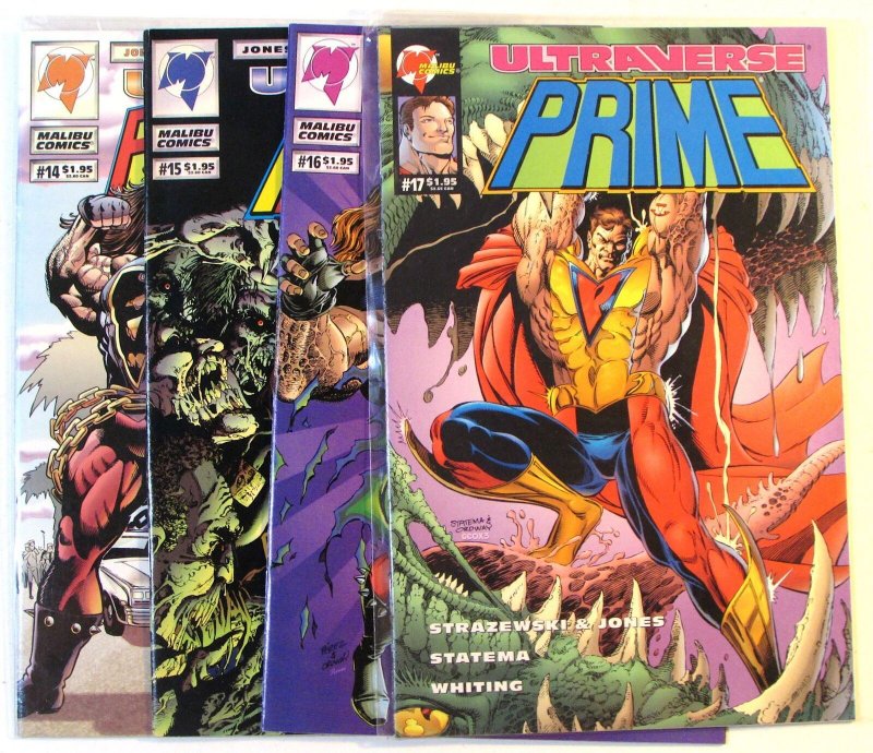 1994 Prime Lot of 4 #14, 15, 16, 17 Malibu 1st Series Comic Books (1994), raw, ungraded comic book — front cover