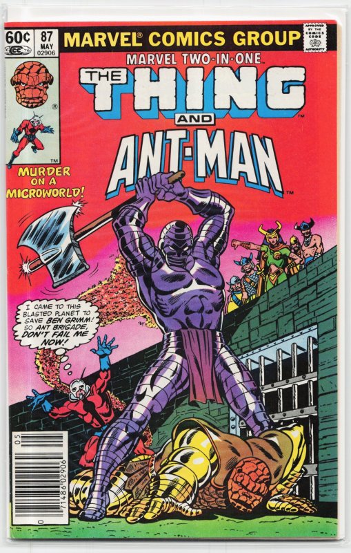 Marvel Two-in-One #87 (Marvel Comics, 1982), raw, ungraded comic book — front cover