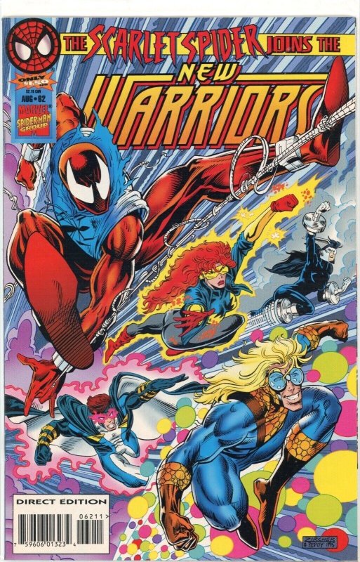 The New Warriors #62 (Marvel Comics, 1995), raw comic book in NM 9.4 condition — front cover